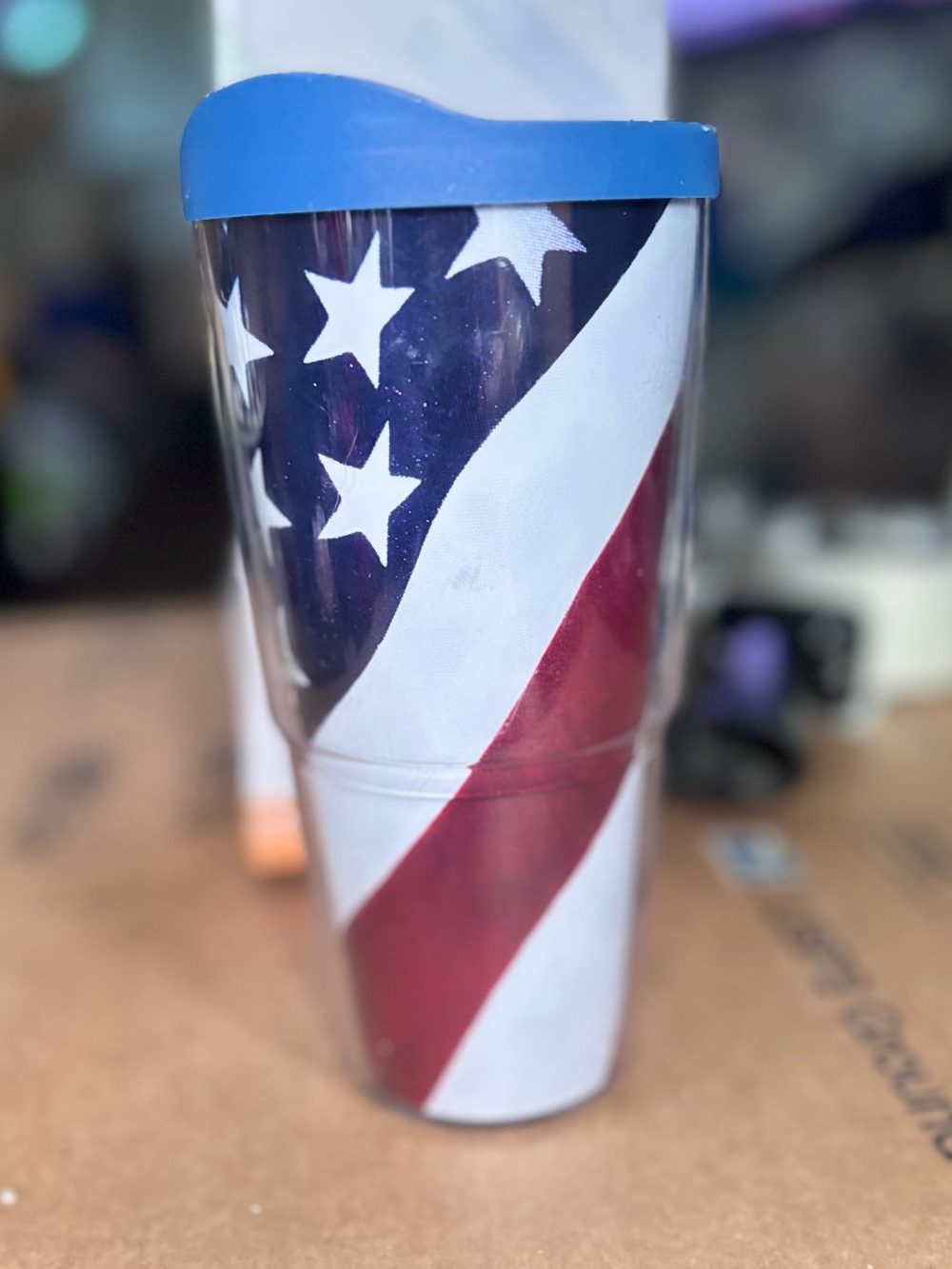tervis American Flag Travel Tumbler with Blue Lid